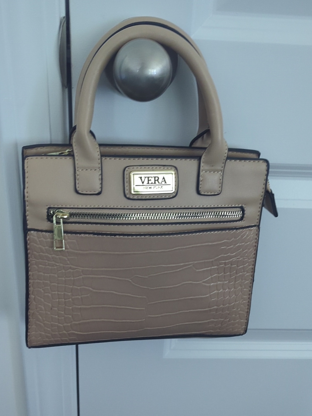 Vera Taupe Croc-Embossed Top-Handle Satchel NWOT